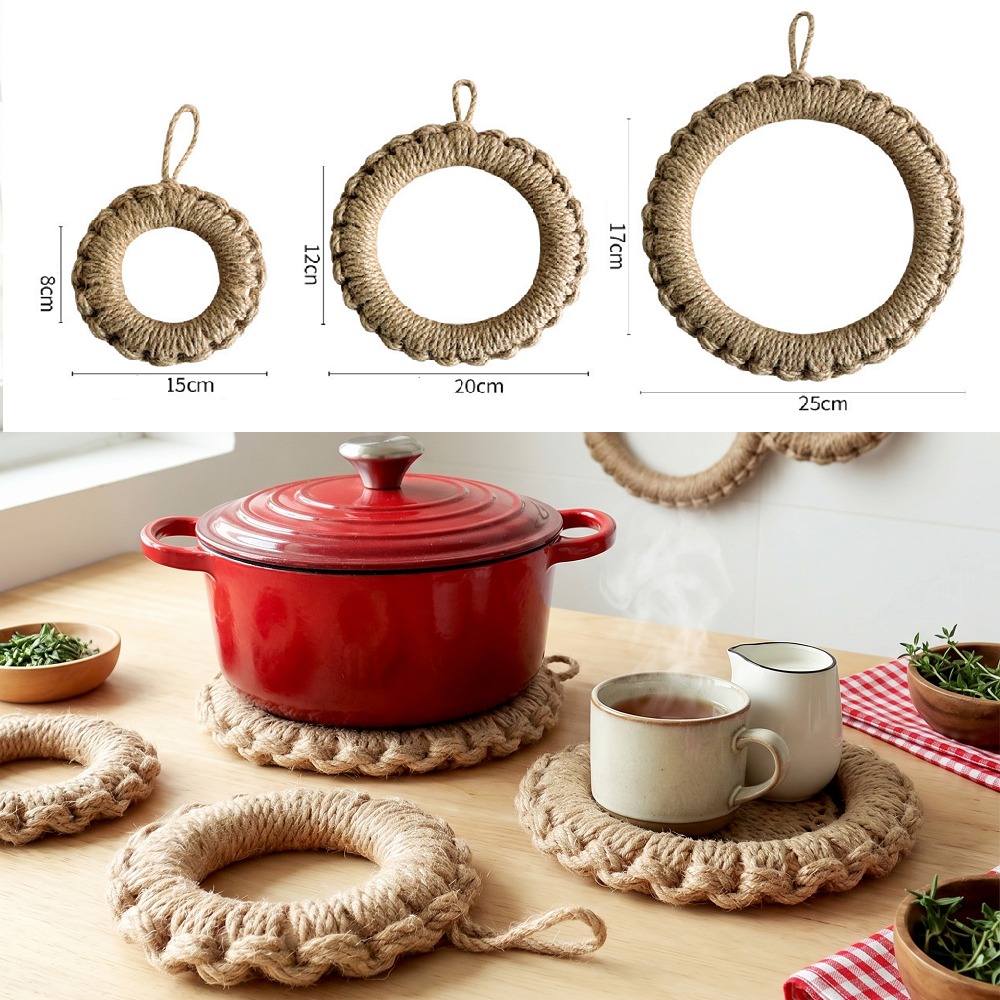 2Pcs Rustic Jute Woven Trivets - Dosa Pan Iron review and price